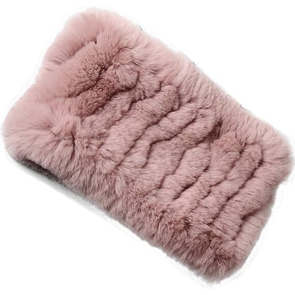 ✨ Yuhe2018cw Fur Headband Women Pink Rabbit Winter Neck Warmer Real ScarfMuffler - Picture 1 of 6